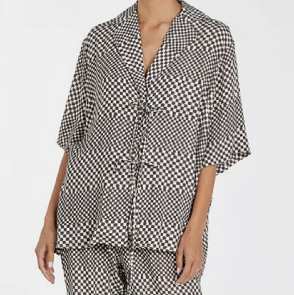 STELLA TIE FRONT SHIRT - 4 / CHOCOLATE